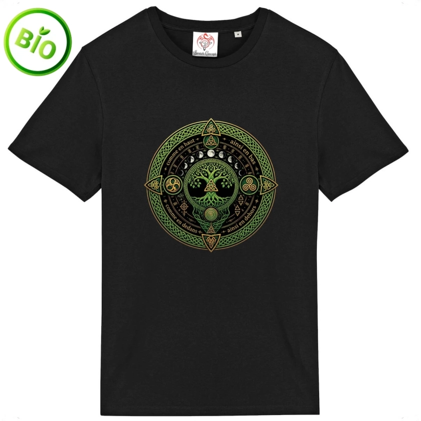 T-shirt unisexe à motif celtique païen en coton biologique – Confort et style éco-responsable