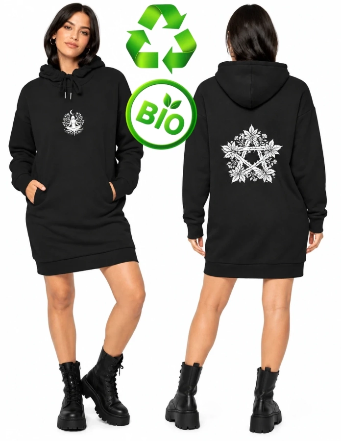Eco-friendly hooded dress "Meditation & Nature"