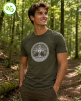 T-shirt bio Arbre de Vie celtique (avec symbole Awen au dos)