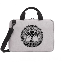 Sacoche pour ordinateur portable 15" en coton recyclé écologique - Arbre de vie celtique